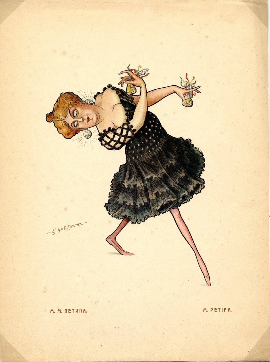Tancerka baletowa Marie Petipa Z: Rosyjski balet w karykaturach, 1902-1905 autorstwa Nikolai Gustavovich Legat