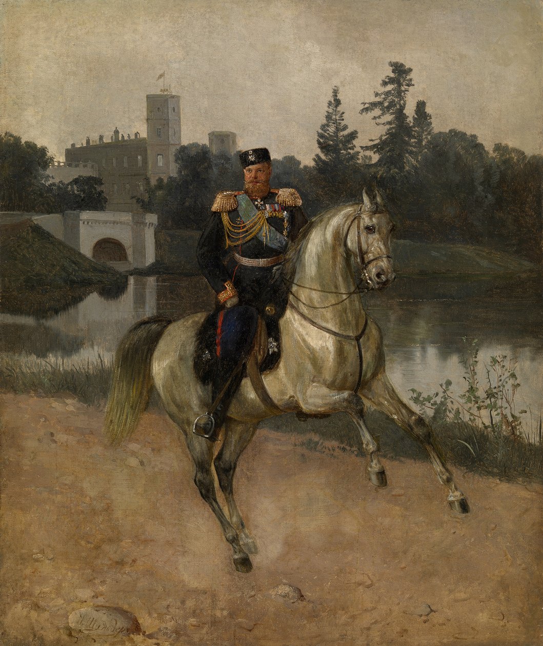 Portret konny cesarza Aleksandra III 1845-1894 w Gatczynie autorstwa Nikolai Gustavovich Schilder