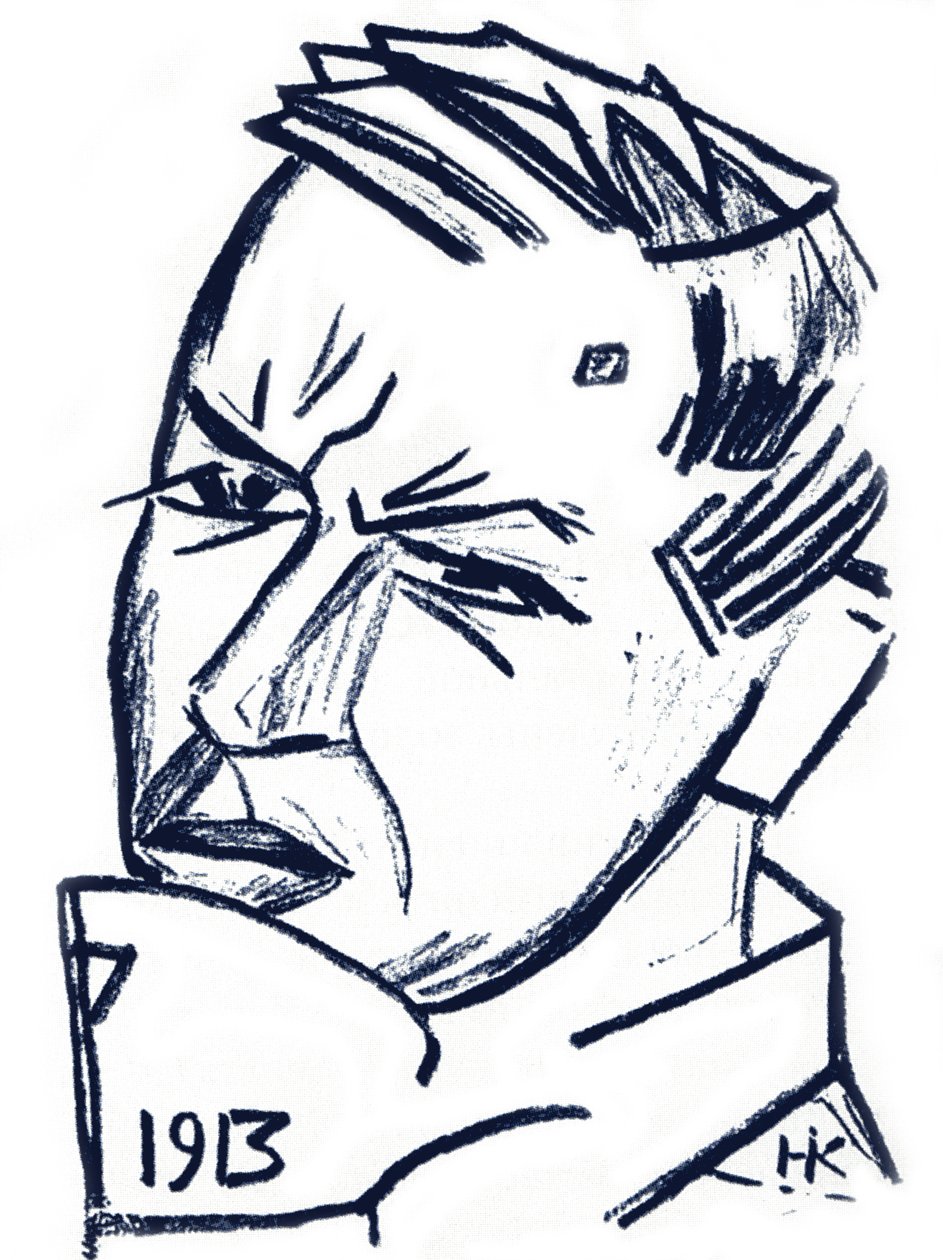Portret artysty i autora Davida Burliuka 1882-1967, 1913 autorstwa Nikolai Ivanovich Kulbin
