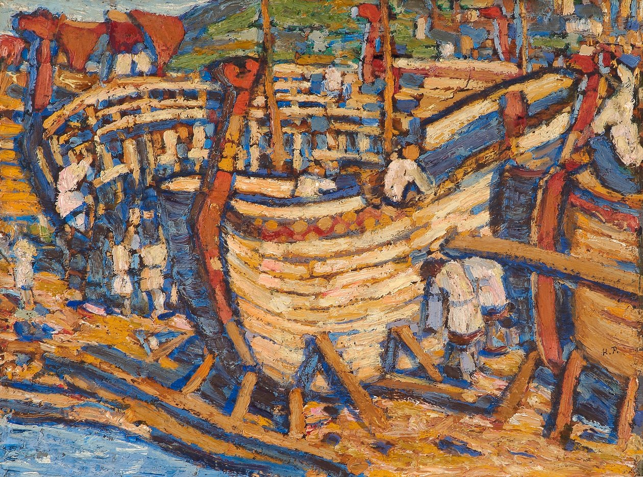 Budowa statków. Studium, 1903 autorstwa Nikolai Konstantinowitsch Roerich