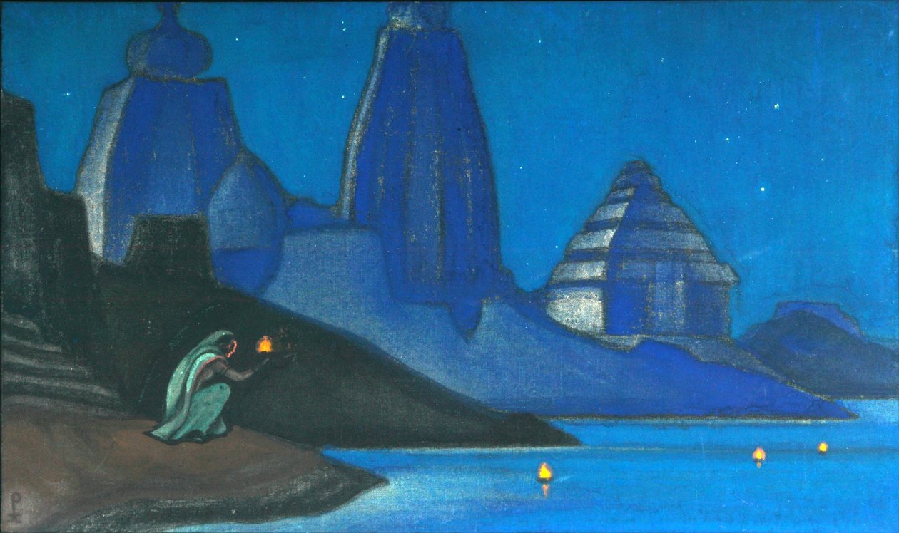 Płomień szczęścia Światła nad Gangesem, 1947 autorstwa Nikolai Konstantinowitsch Roerich