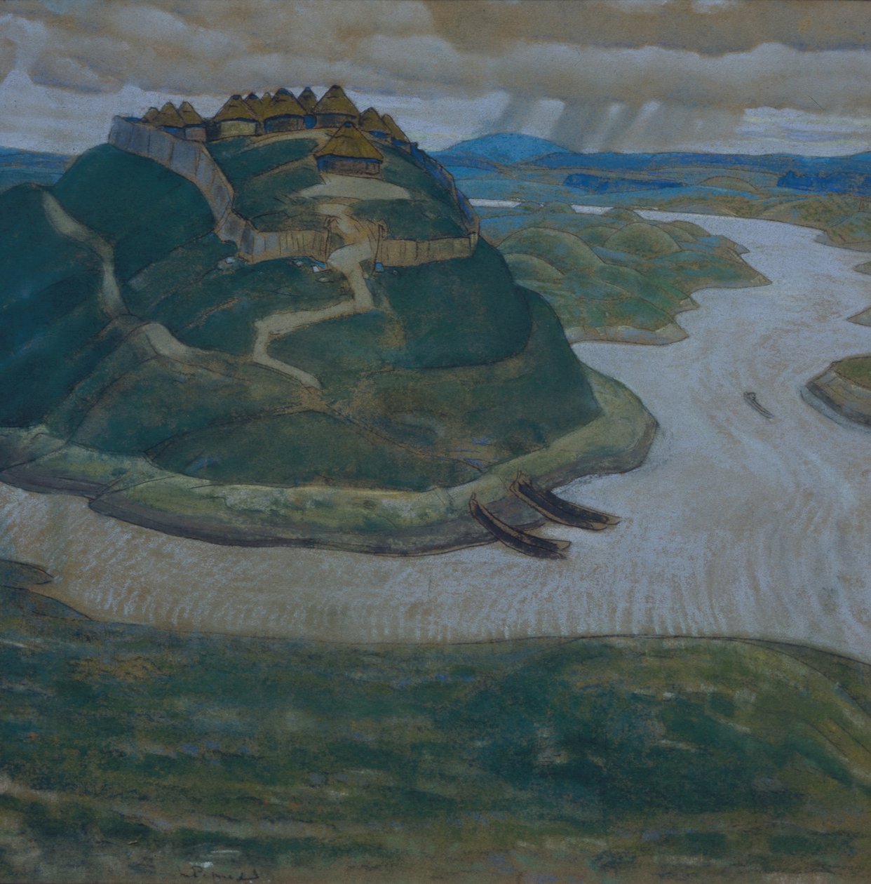 Gorodishche Stara słowiańska osada obronna autorstwa Nikolai Konstantinowitsch Roerich