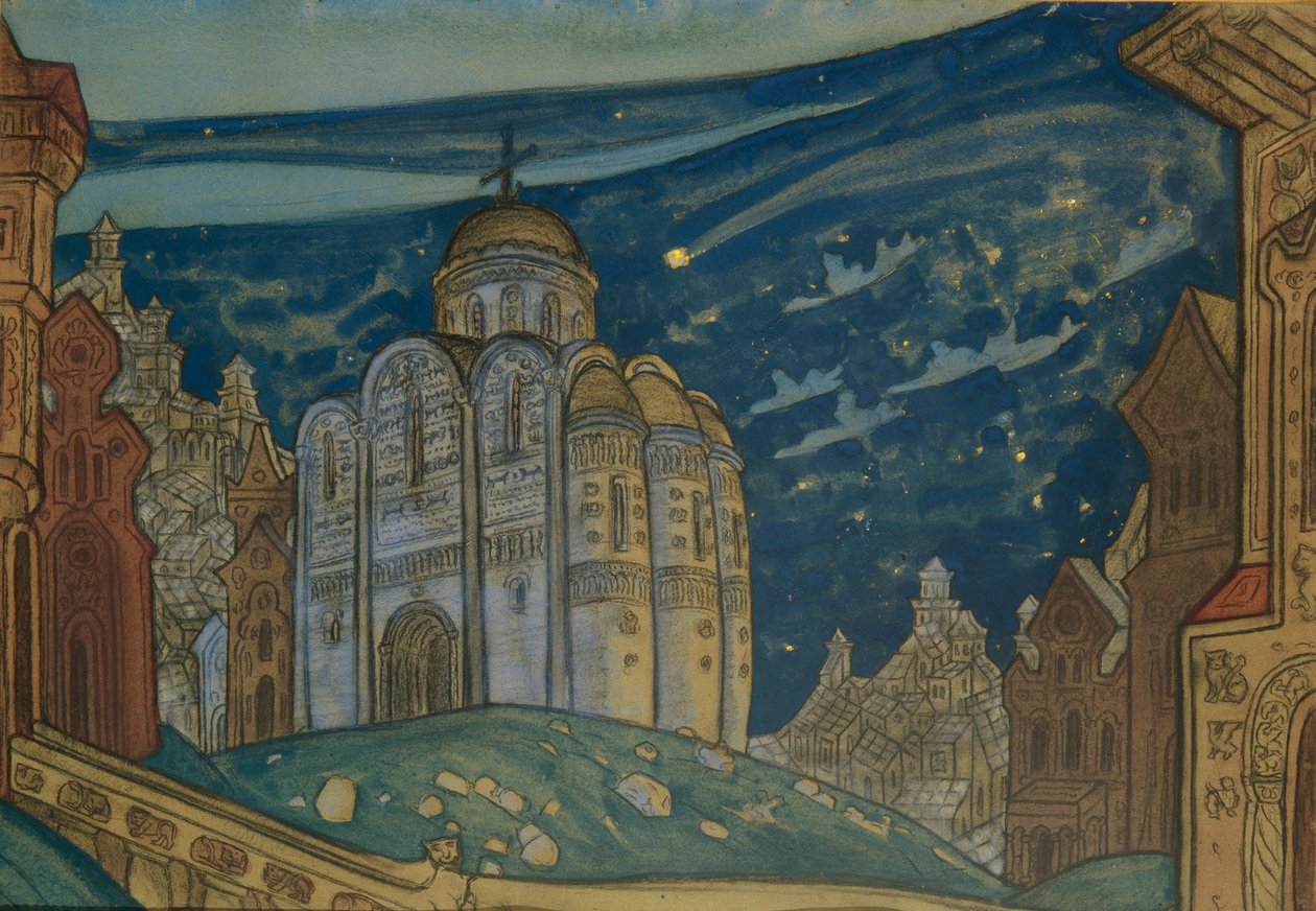 Putivl. Scenografia do opery Książę Igor A. Borodina, 1914 autorstwa Nikolai Konstantinowitsch Roerich