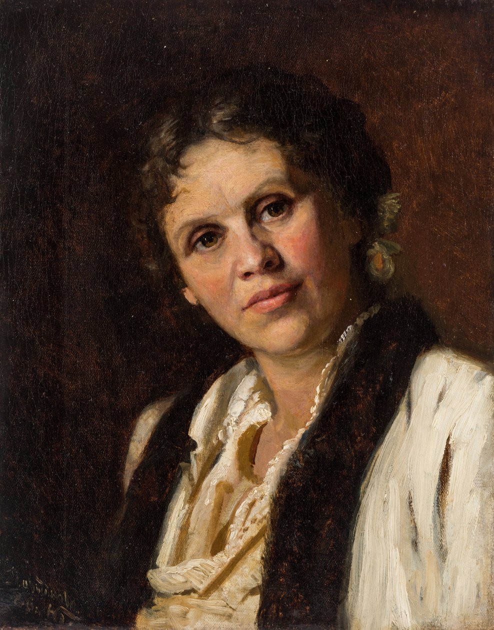 Sofia Koovchinnikova, paintre russe - Portret Sofii Kuvshinnikovej (1847-1907), autorstwa Bazhina, Nikołaja Nikołajewicza (1856-1917). olej na płótnie autorstwa Nikolai Nikolaevich Bazhin