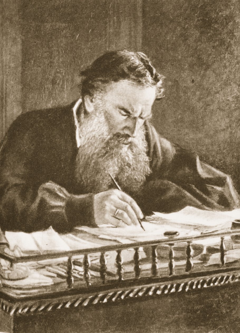 Lew Tołstoj (zdjęcie w sepii) autorstwa Nikolai Nikolaevich Ge