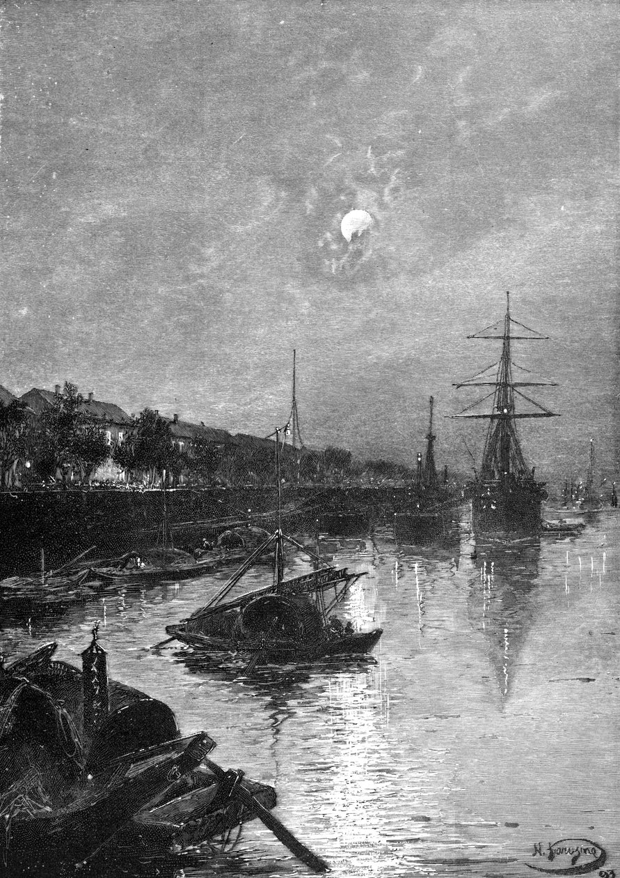 Nabrzeże w Hankou, 1893 autorstwa Nikolai Nikolaevich Karazin