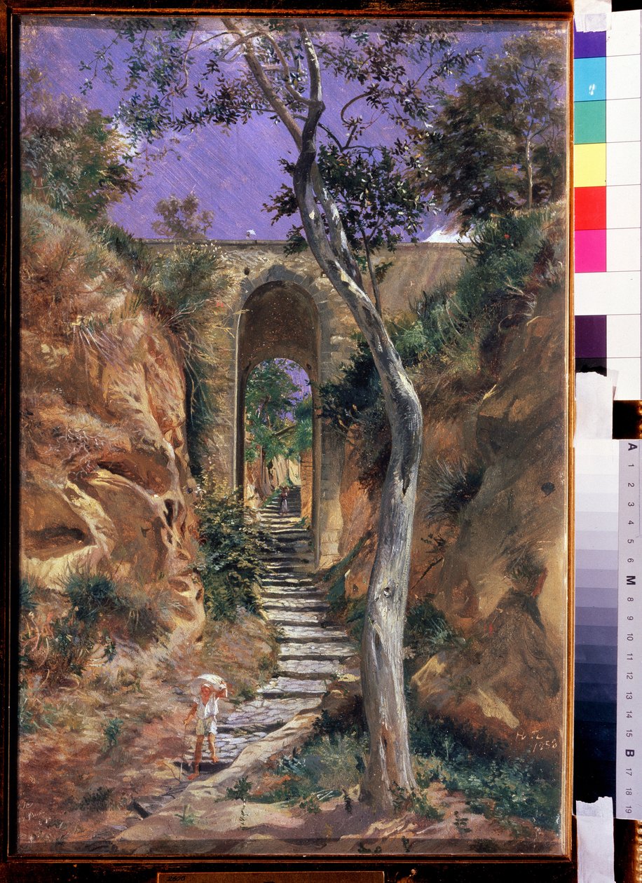 "" Le pont de Vico (Corse?) "" Peinture de Nikolai Ge (wesoły) (1831-1894) 1858 Wymiary 45,5x30 cm Państwowa Galeria Tretiakowska, Moskwa autorstwa Nikolai Nikolajevitch Gay