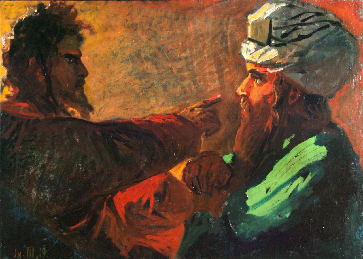 Studium Chrystusa i Nikodema, 1889 autorstwa Nikolai Nikolayevich Ge