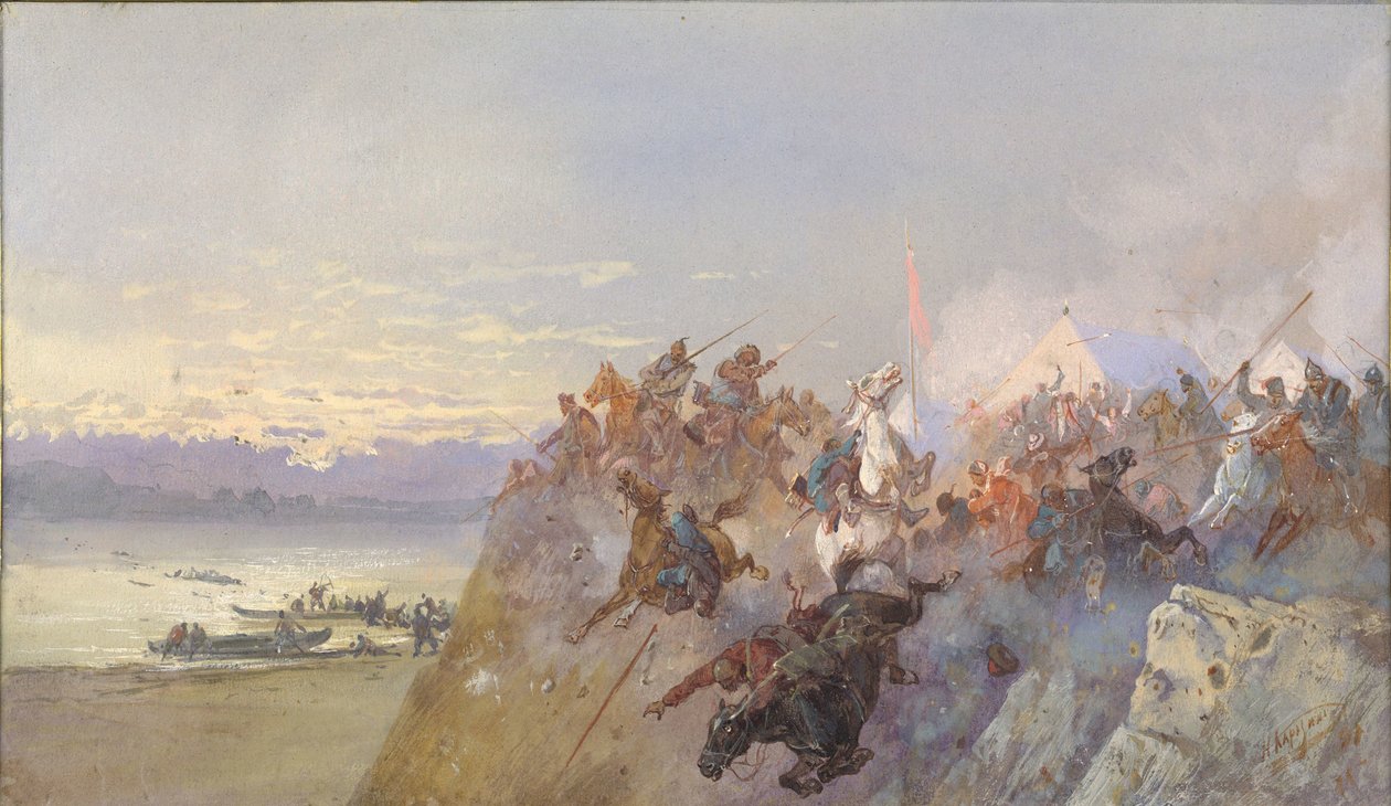 Ostatnia klęska wojsk Chana Kuchuma. 1598, 1891. autorstwa Nikolai Nikolayevich Karasin