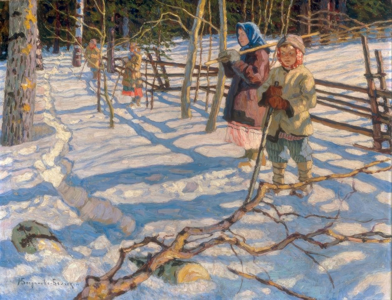 Dzieci na śniegu autorstwa Nikolai P. Bogdanow Bjelski