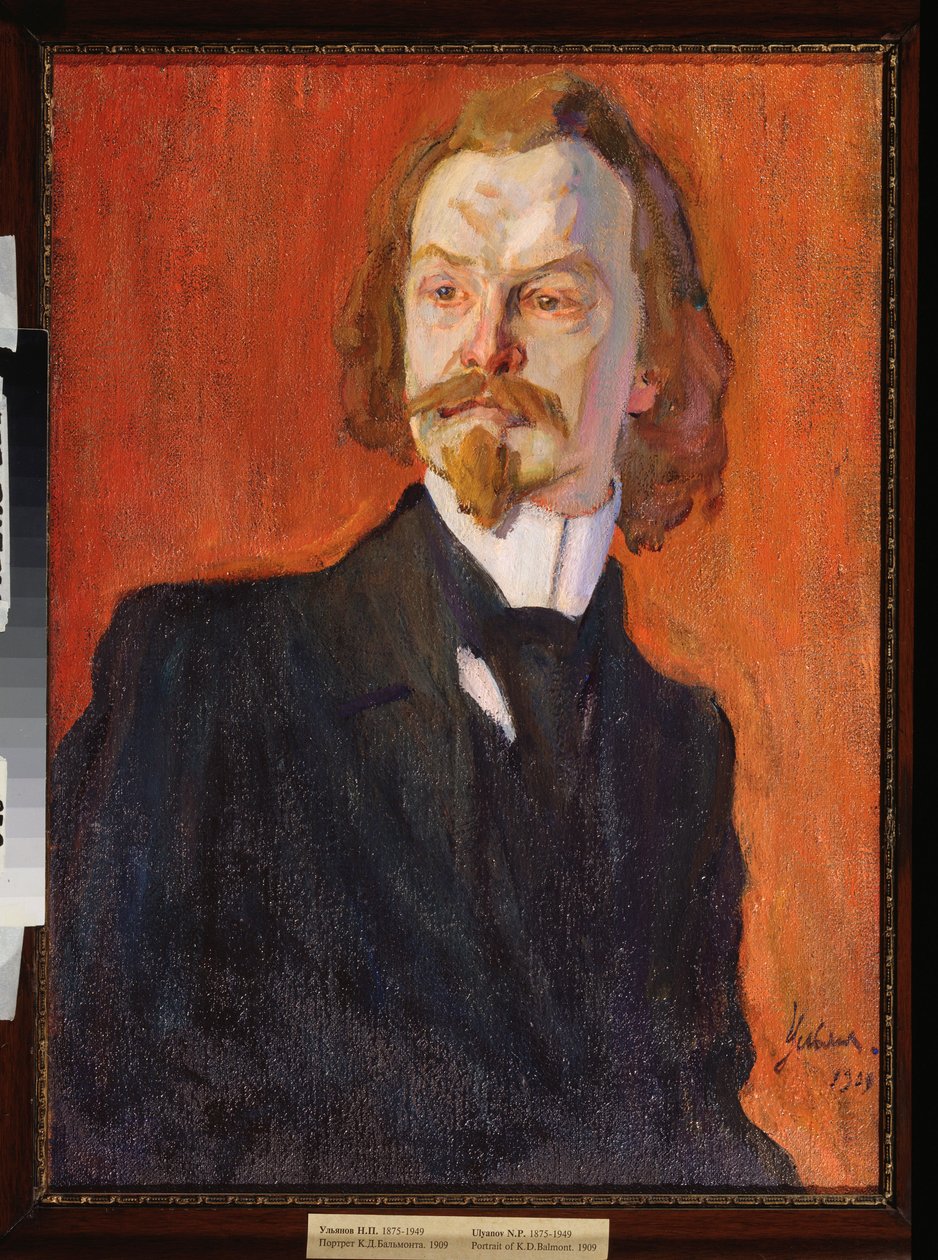Portret poety Konstantina Balmonta (1867-1942) (Portret poety Konstantina Balmonta) - Malarstwo Nikołaja Pawłowicza Uljanowa (Ulyanov) (1875-1949), olej na płótnie autorstwa Nikolai Pavlovich Ulyanov