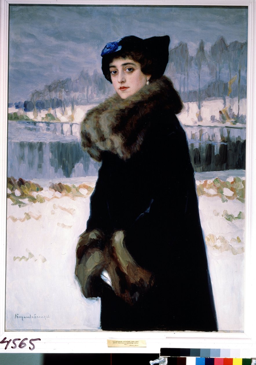 Portrait de la ballerina Lyudmila Mesaksudi Barash (Portret tancerki baletowej Ludmiły Mesaksudi Barash). Obraz Nikołaja Pietrowicza Bogdanowa Belskiego (Bogdanowa-Belskiego) (Bogdanowa Belskiego) (Bogdanowa-Belski) (1868-1945). Tempera sur toile autorstwa Nikolai Petrovich Bogdanov Belsky