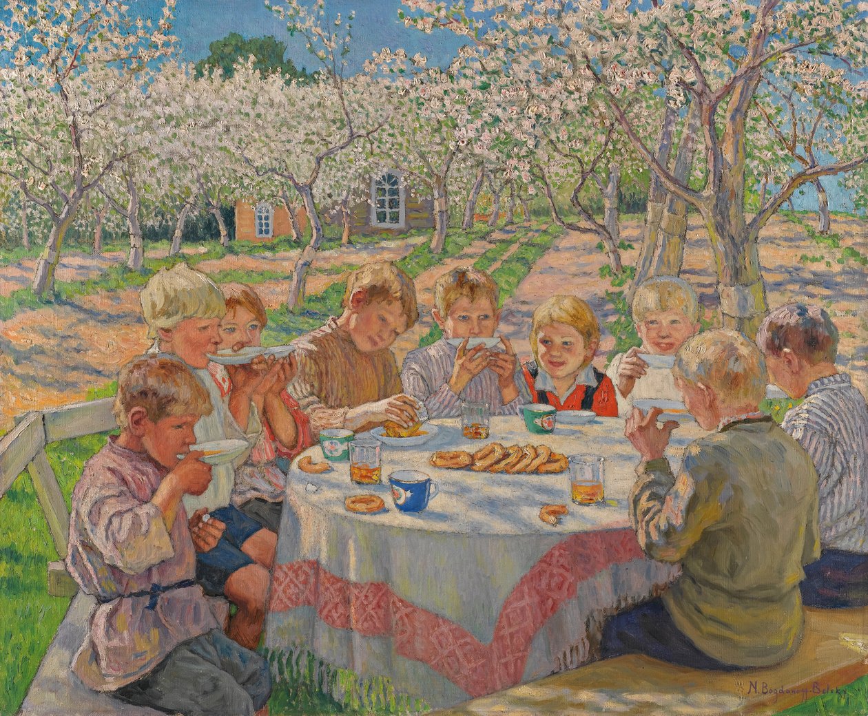 Herbata W Jabłczanym Sadzie. autorstwa Nikolai Petrovich Bogdanov Belsky