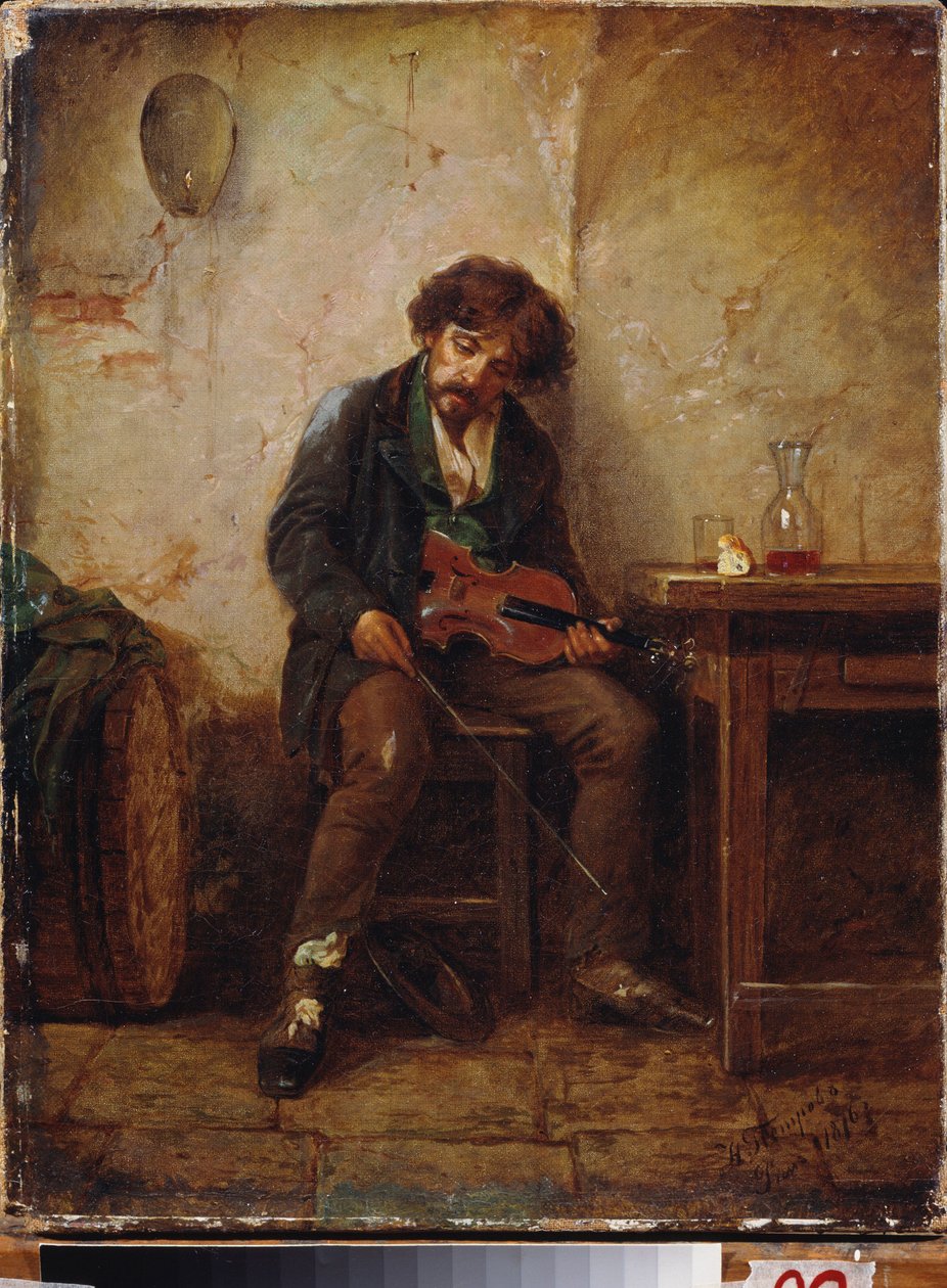 Muzyk. Obraz Nikołaja Pietrowicza Pietrowa (1834-1876), olej na płótnie autorstwa Nikolai Petrovich Petrov