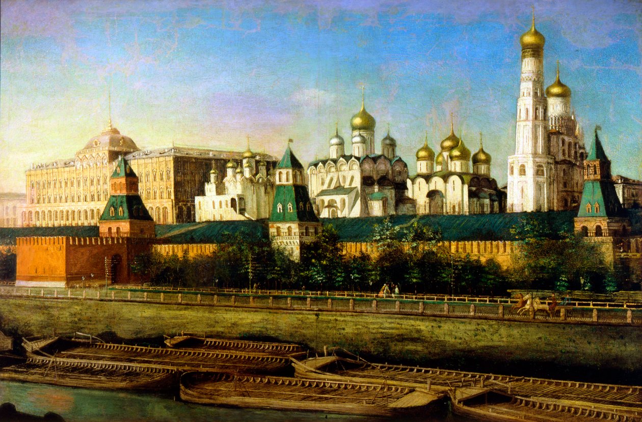 „Widok na Kreml moskiewski”, XIX w. autorstwa Nikolai Podklyuchnikov