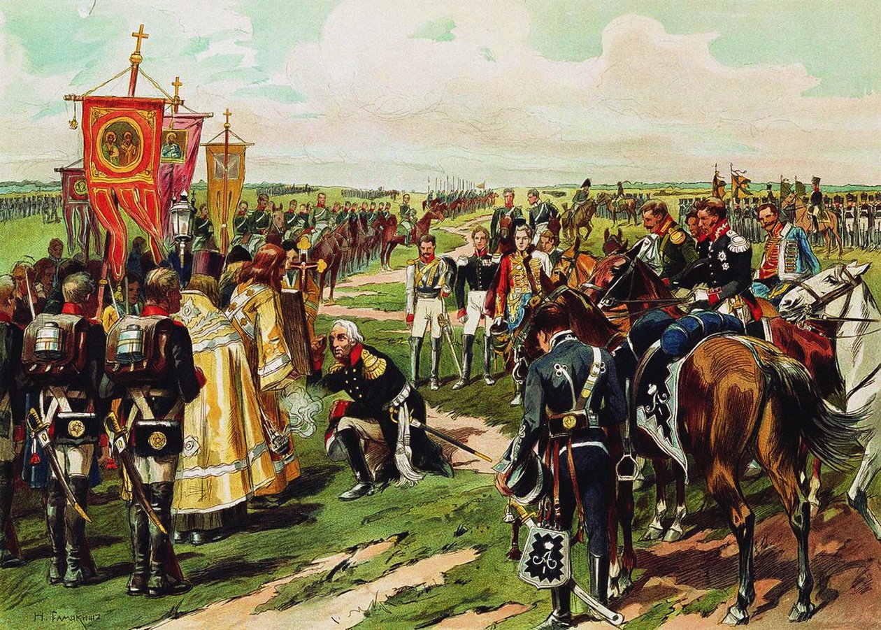Marschall Michaił Kutuzow przed bitwą pod Borodino, 1912 autorstwa Nikolai Semyonovich Samokish