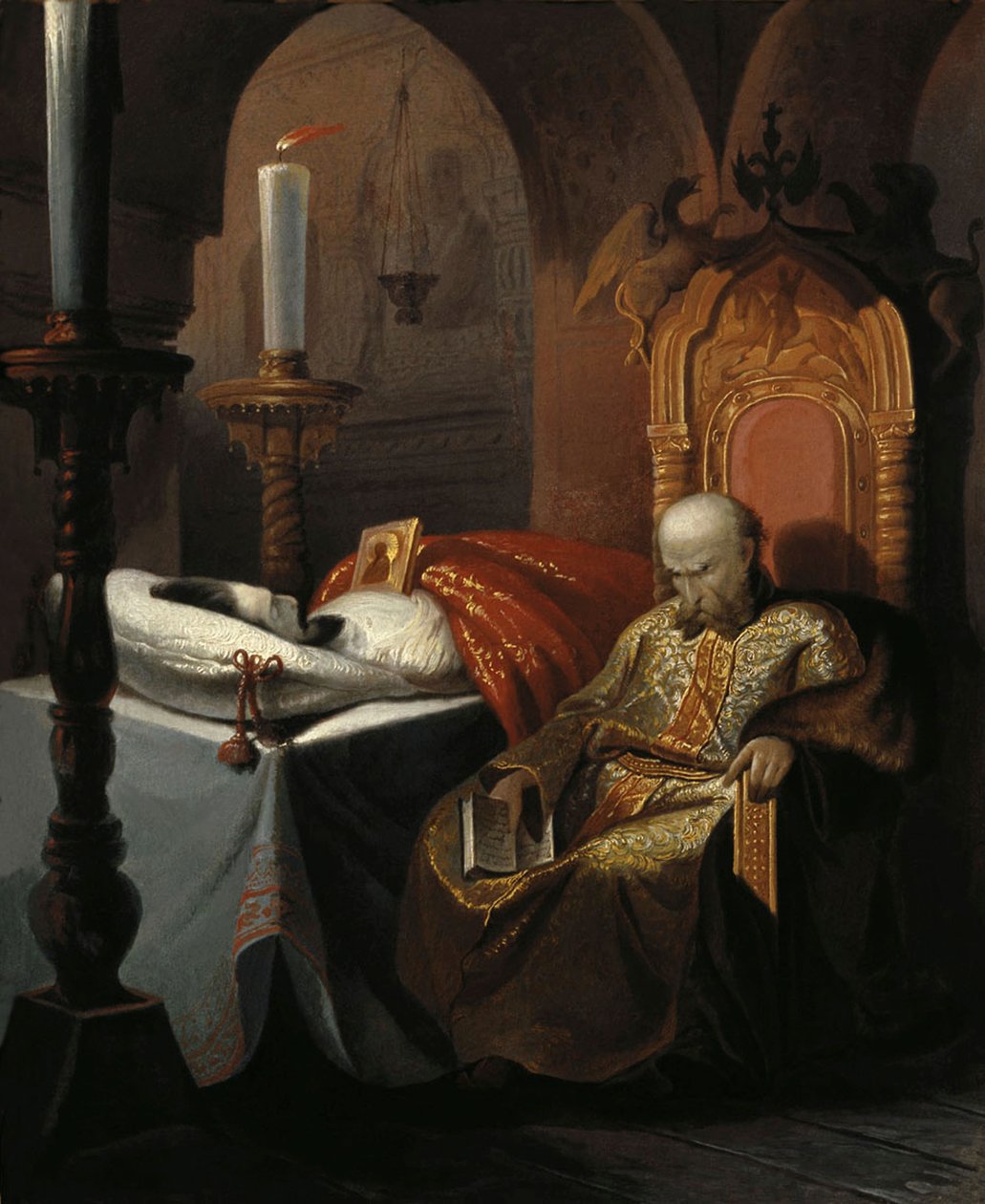 Iwan Groźny i jego syn Iwan w piątek 16 listopada 1581 roku 1860. autorstwa Nikolai Semyonovich Shustov