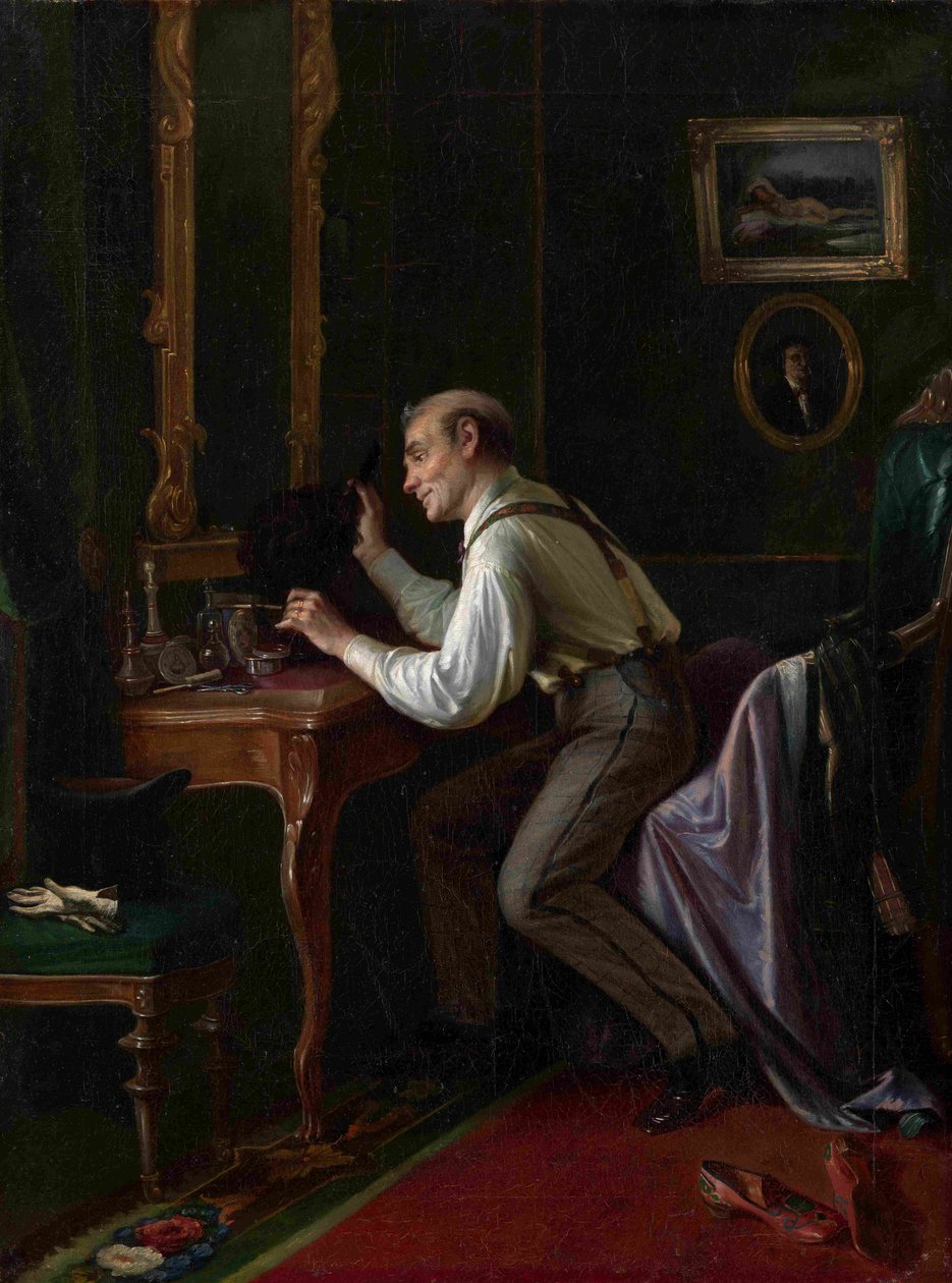 Przy toaletce, 1872 autorstwa Nikolai Yakovlevich Gribkov