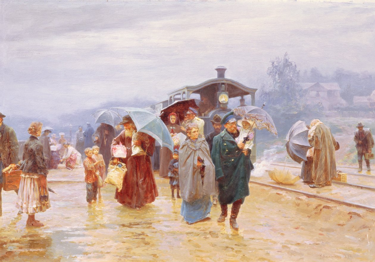 Pociąg przyjechał, 1894 autorstwa Nikolaj Alekseevich Kasatkin
