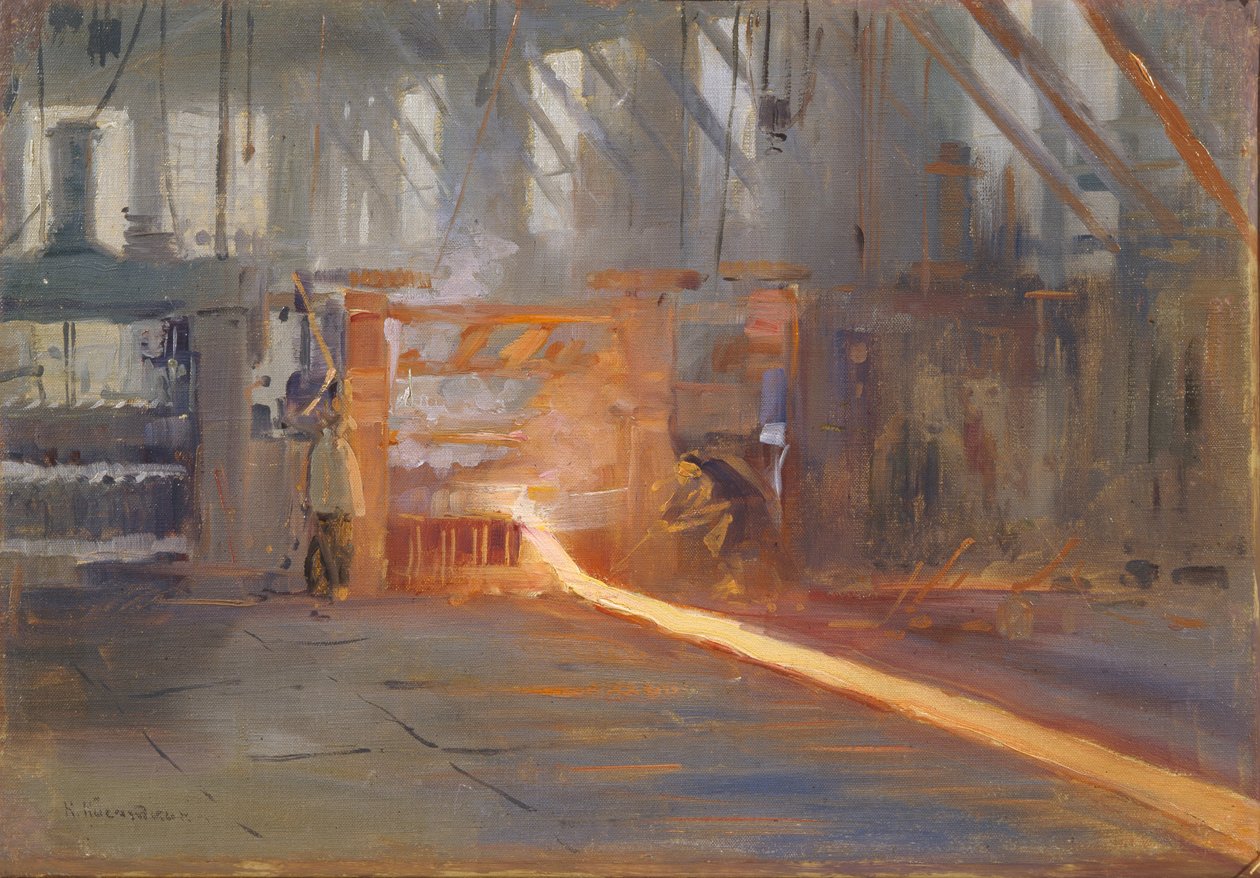 W zakładach metalurgicznych Czusowoj autorstwa Nikolaj Alekseevich Kasatkin