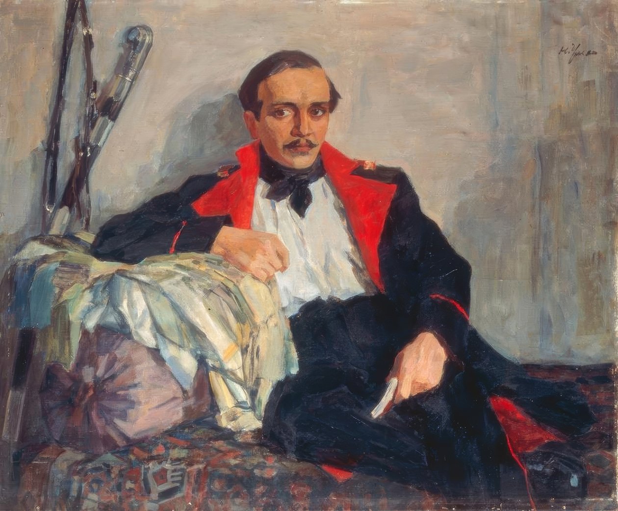 Portret poety Michaiła J. Lermontowa autorstwa Nikolaj Pawlowitsch Uljanow