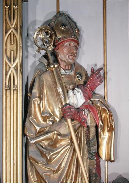 Św. Augustyn, z Ołtarza Isenheim, ok. 1490 (drewno złocone) autorstwa Nikolaus Hagenauer
