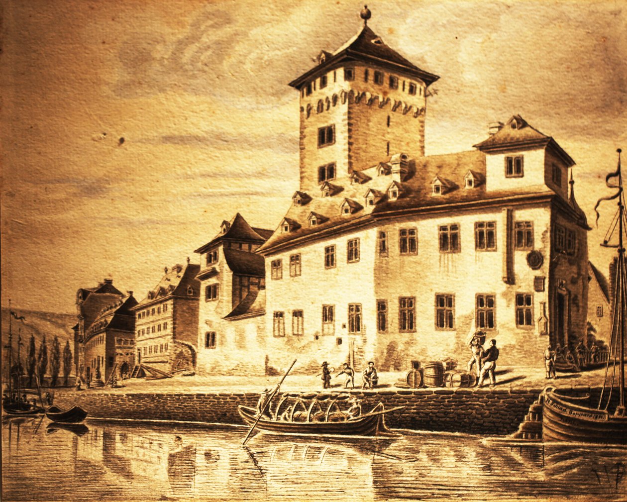 Dawny zamek elektorski w Soppard w 1854 r. autorstwa Nikolaus Schlad