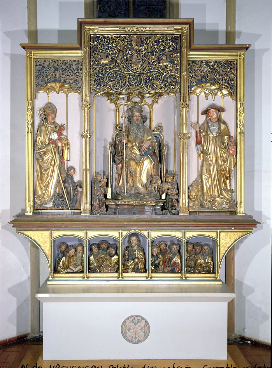 Zespół rzeźb drewnianych, z Ołtarza Isenheim, ok. 1490 (drewno złocone) autorstwa Nikolaus Hagenauer