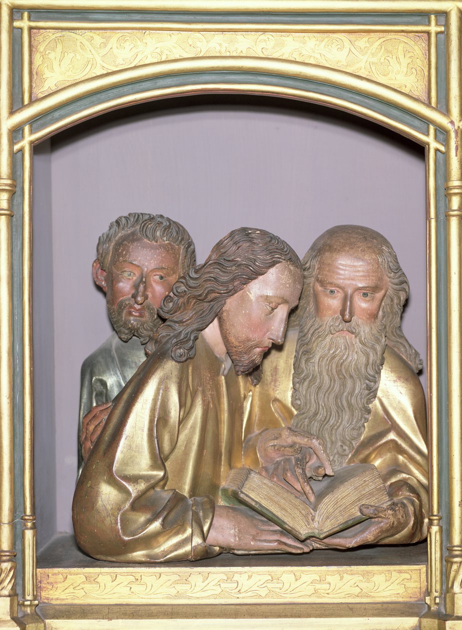 Św. Jakub Mniejszy, św. Filip i św. Barnaba, z Ołtarza Isenheim, ok. 1490 (drewno malowane) autorstwa Nikolaus Hagenauer