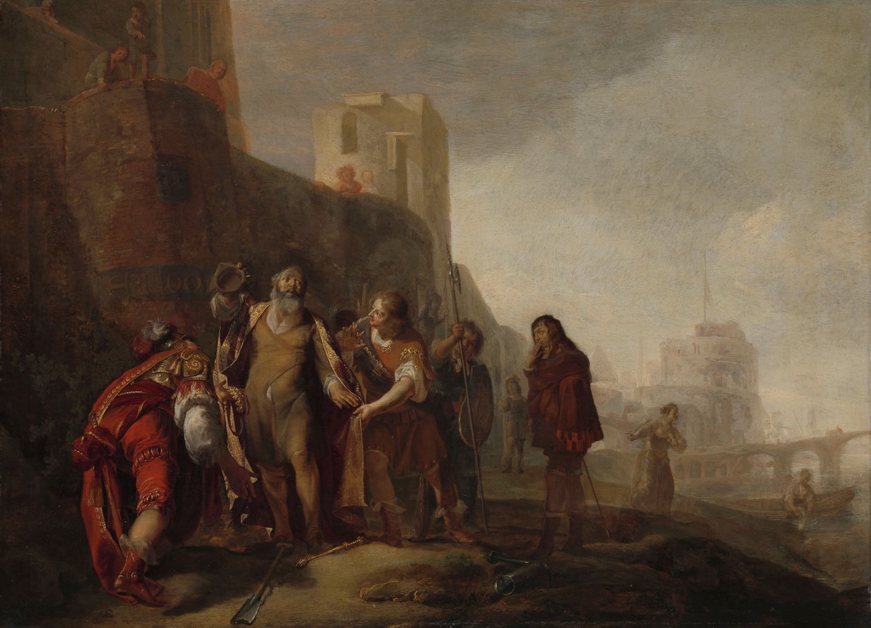 Legaci Aleksandra Wielkiego inwestujący ogrodnika Abdalonymusa w insygnia królestwa Sydonu, ok. 1645-ok. 1650 (olej na panelu)0 autorstwa Nikolaus Knüpfer