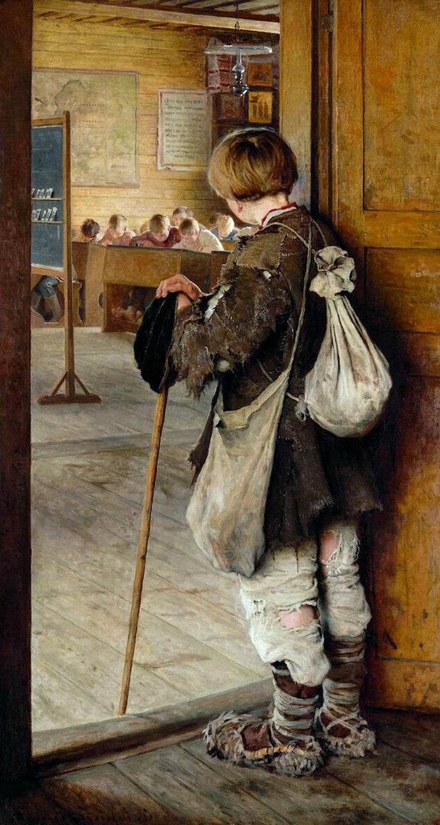 W drzwiach szkolnych autorstwa Nikolay Bogdanov Belsky