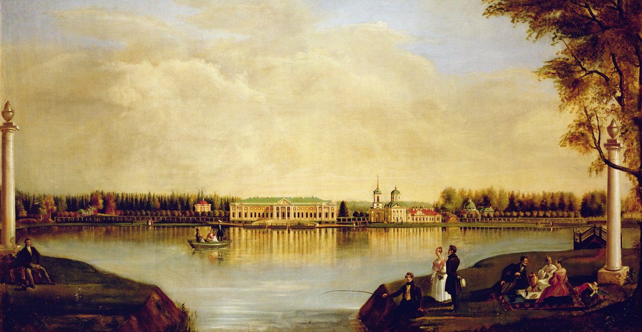 Widok na Pałac Kuskovo. 1839 autorstwa Nikolay Ivanovich Podklyuchnikov