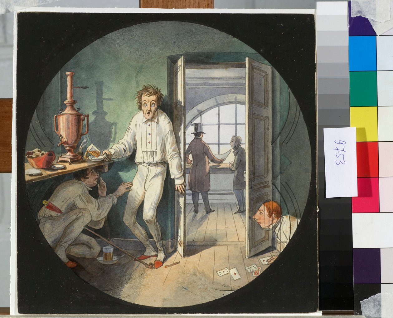 Carlo Rossi, Alexander Rezanov i Lakhtin ukrywający się przed Constantin Thon (Ton) - Grafika Nicolasa Benoisa (1813-1898) autorstwa Nikolay Benois