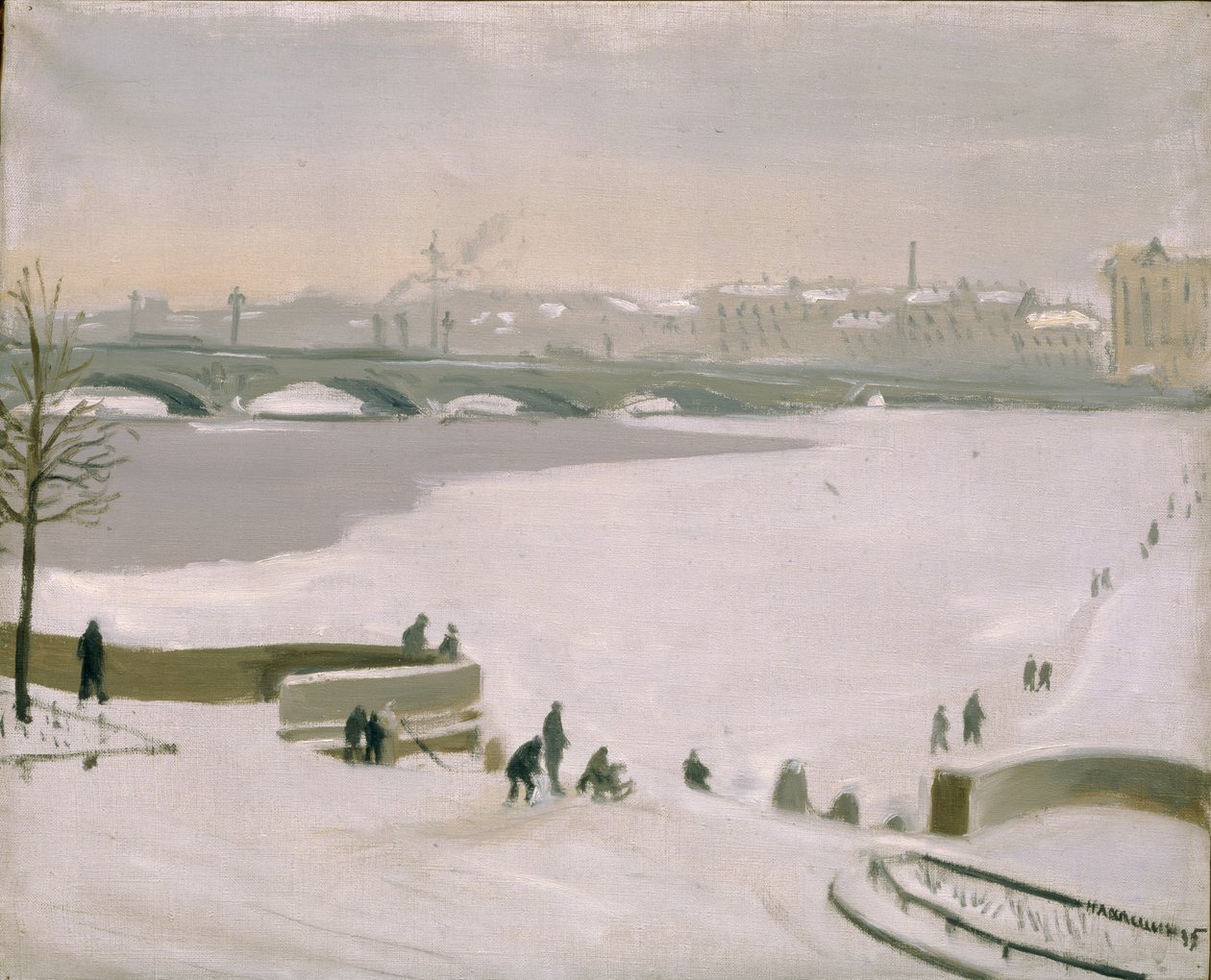 Przeprawa przez zamarzniętą Newę, 1935 autorstwa Nikolay Fyodorovich Lapshin