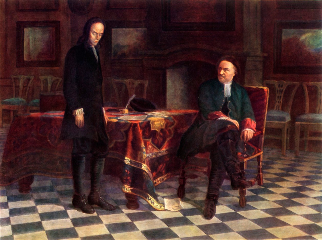 „Piotr H. przesłuchuje carewicza Aleksieja Pietrowicza”, 1871, 1965. autorstwa Nikolay Ge