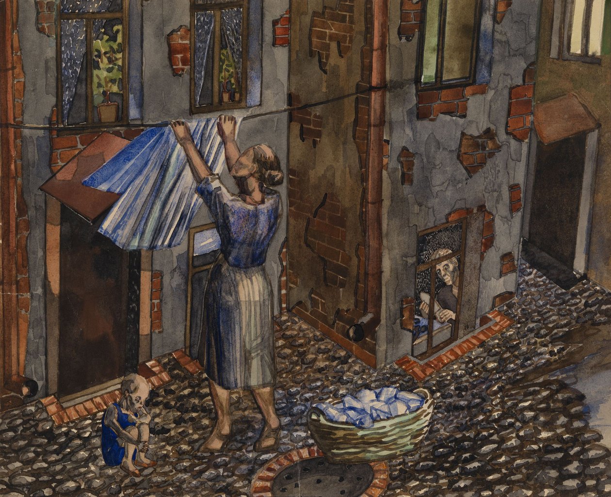 Stary dwór - dzieło Nikołaja Iwanowicza Jewgrafowa (1904-1941), akwarela i tusz na papierze (27,5x33,5 cm) autorstwa Nikolay Ivanovich Evgrafov