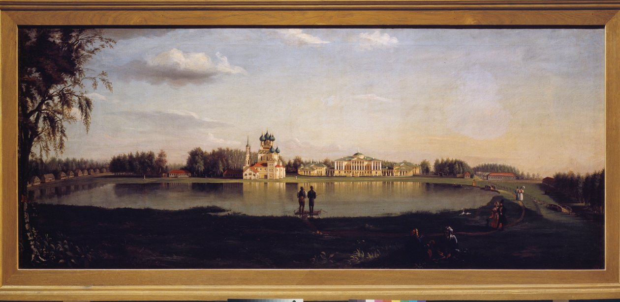 Widok posiadłości Ostankino (Moskwa, Rosja). Obraz Nikołaja Iwanowicza Podklyuchnikowa (1813-1877), olej na płótnie autorstwa Nikolay Ivanovich Podklyuchnikov