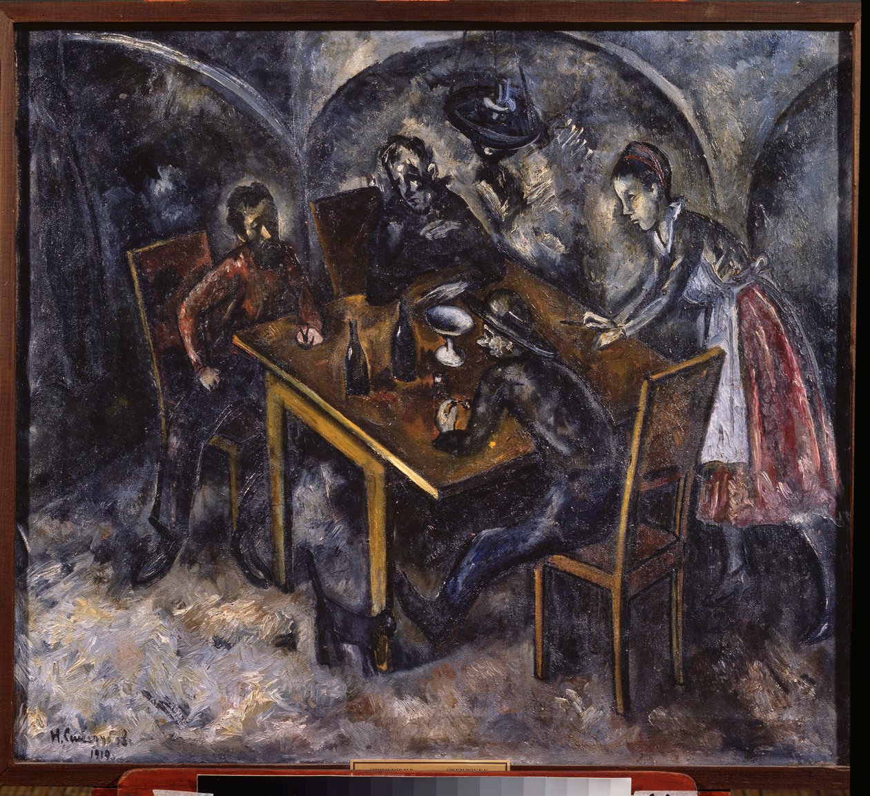 W tawernie (W tawernie) - Obraz Nikołaja Władimirowicza Sinezubowa (Nicolas Sinezouboff) (1891-1956), olej na płótnie autorstwa Nikolay Vladimirovic Sinezubov
