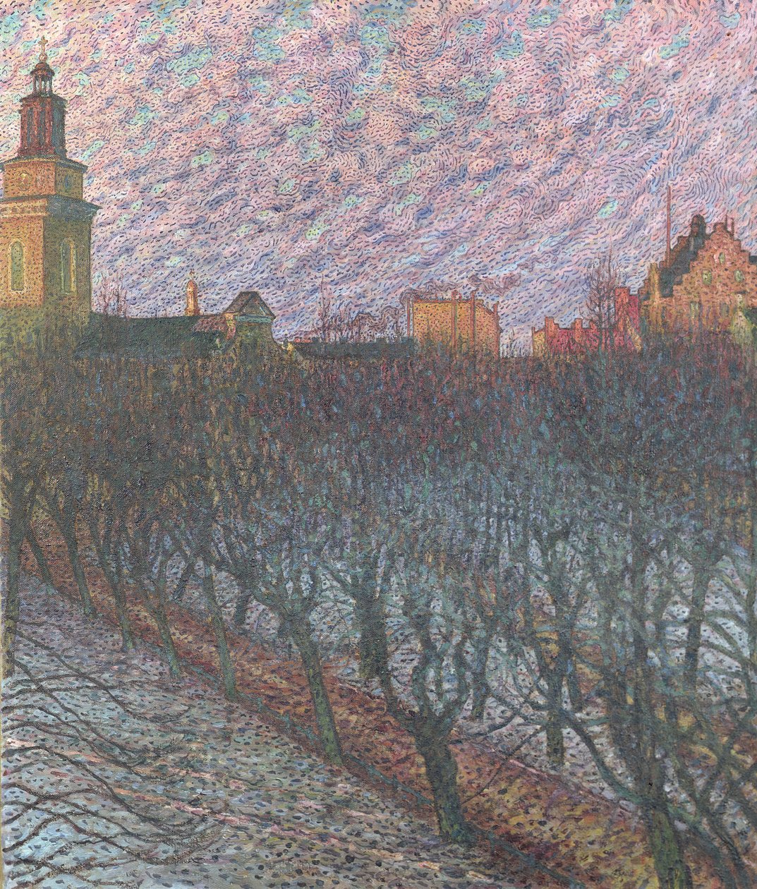 Wieczorne słońce nad kościołem Marii Magdaleny Sztokholm, 1902 autorstwa Nils Kreuger
