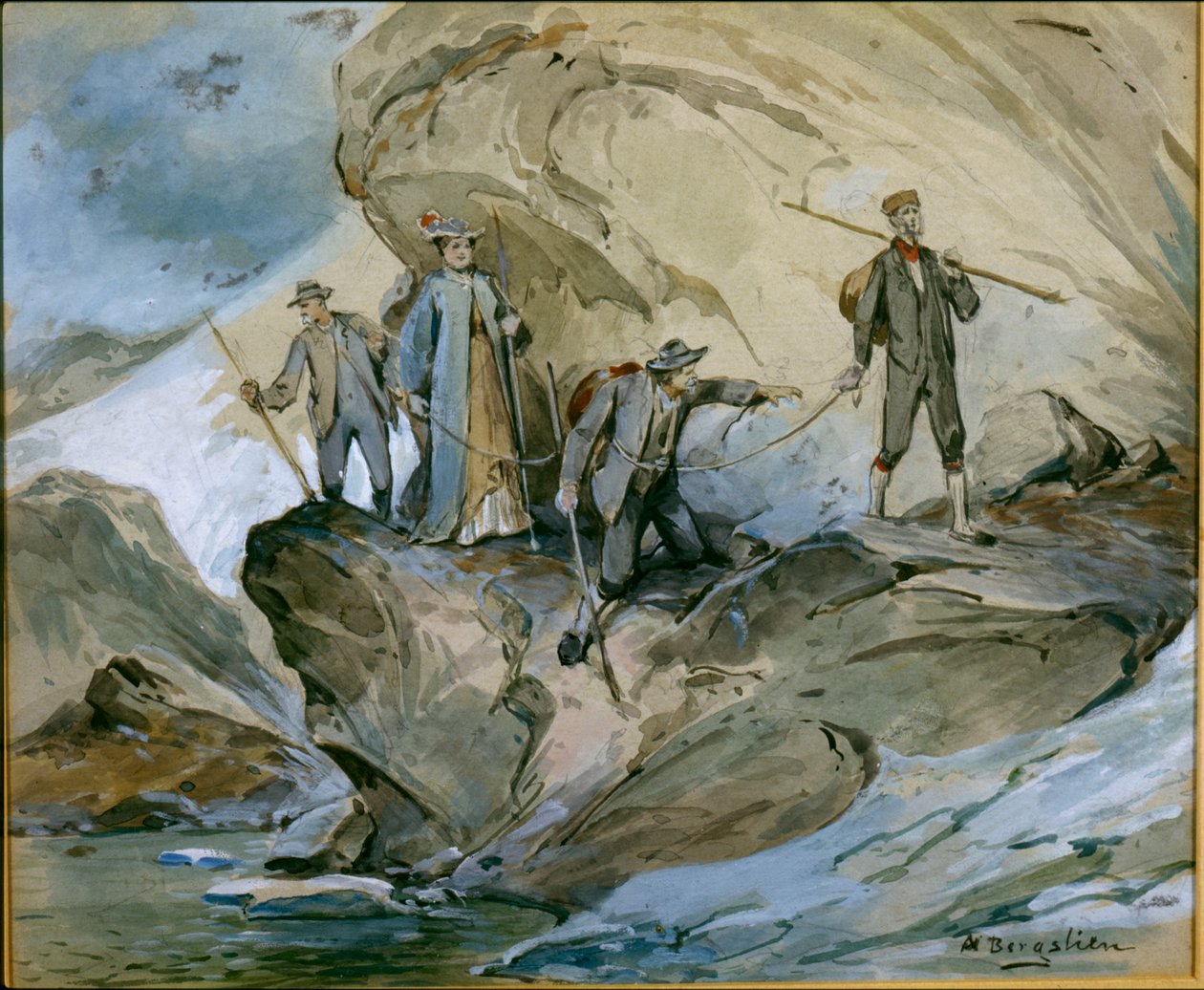 Wędrówka po lodowcu Hardanger (akwarela na papierze) autorstwa Nils Bergslien