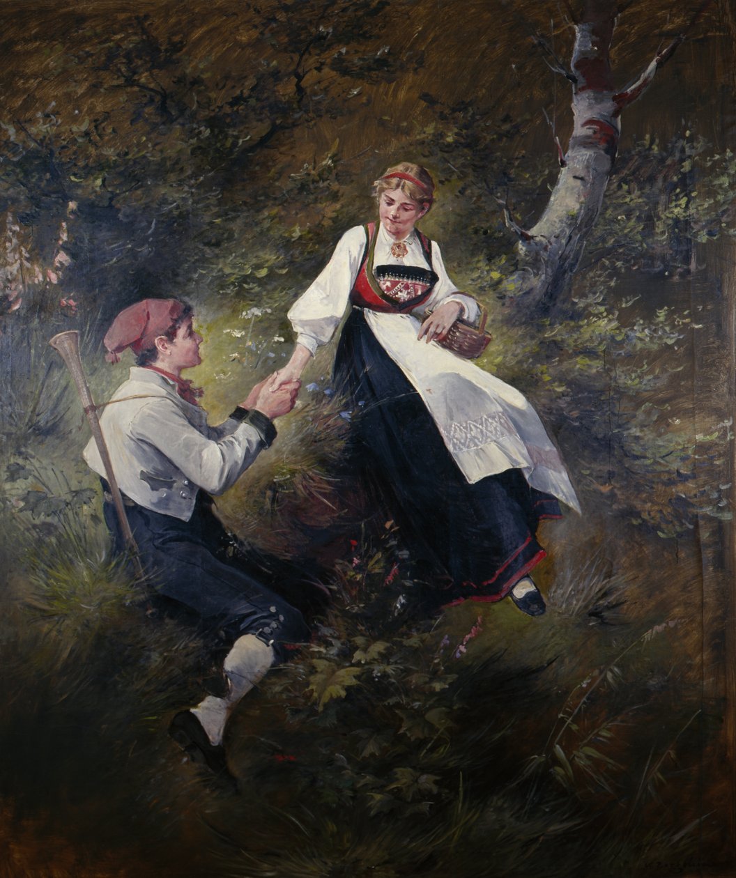 Młoda Miłość (olej na płótnie) autorstwa Nils Bergslien