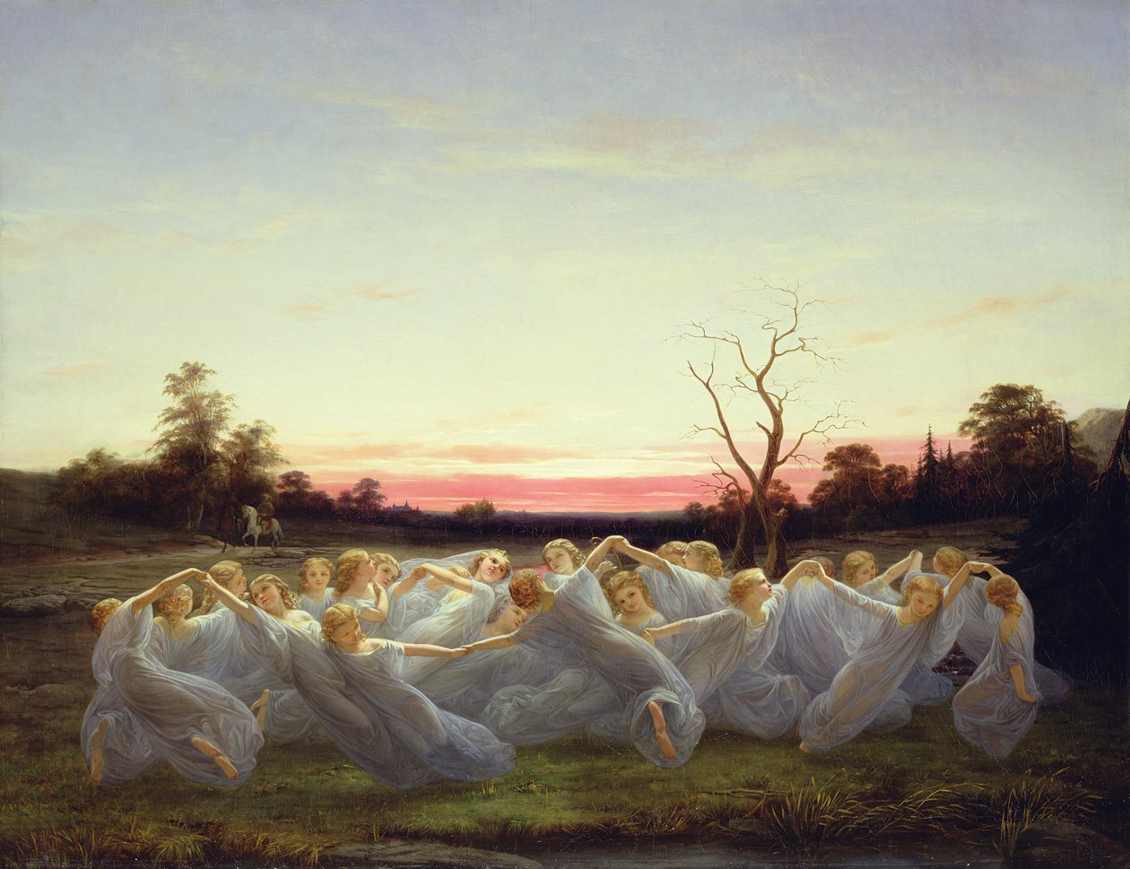 Wróżki z łąki, 1850 olej na płótnie autorstwa Nils Blommer