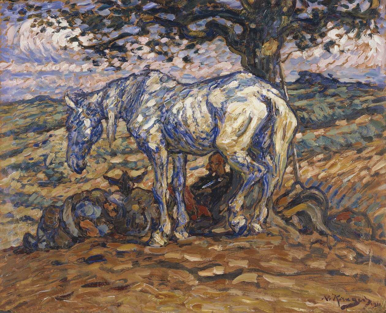 Koń Don Quihotes Rosinante, 1911 (olej na tekturze) autorstwa Nils Kreuger