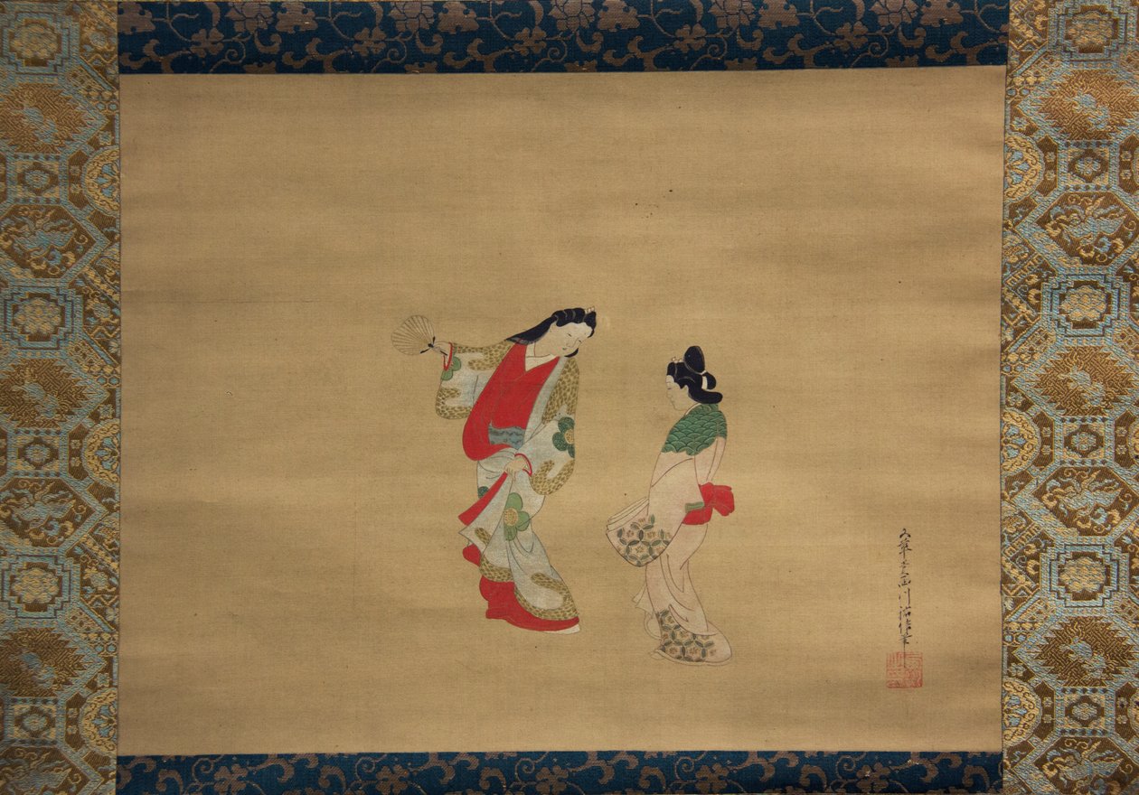 Kobieta i pomocnik, XVIII wiek. autorstwa Nishikawa Sukenobu