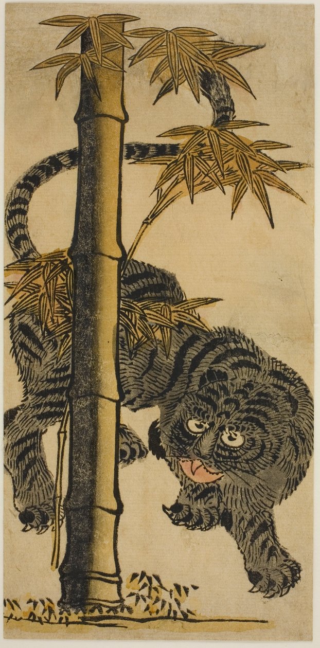 Bambus i Tygrys autorstwa Nishimura Shigenaga