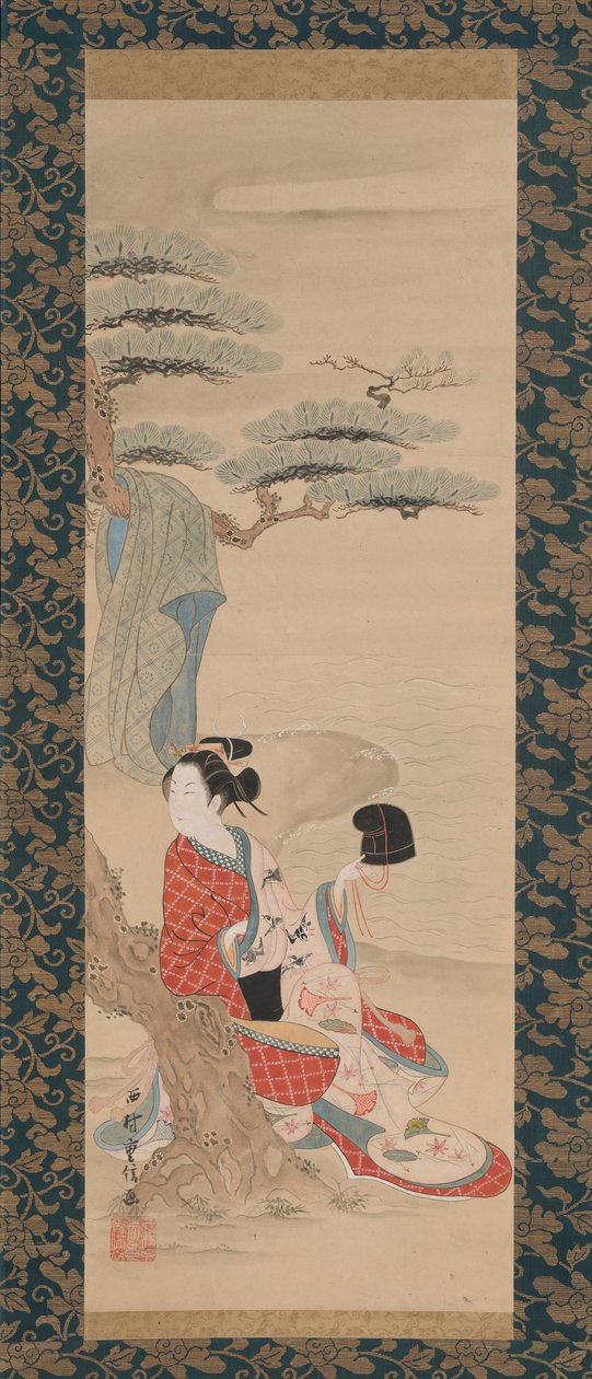 Solanka Matsukaze, początek XVIII wieku. autorstwa Nishimura Shigenobu