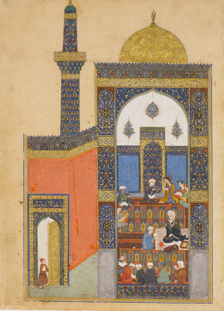 Laila and Majnun at School, Folio z Kwintetu Khamsa z Nizami, AH 835 AD 1431-32. autorstwa Nizami
