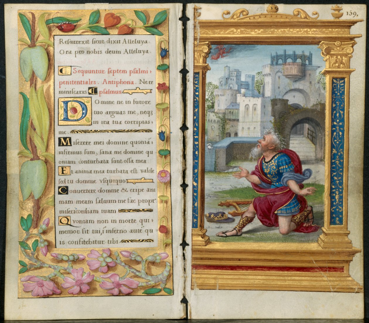 Karty sąsiadujące z Księgi Godzin: Psalmy pokutne i Modlitwa Króla Dawida..., c. 1530-35. autorstwa Noel Bellemare