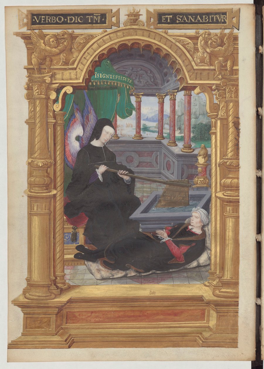 Ludwika Sabaudzka trzymająca ster, symbol regencji. Frontispis do Gestes de Blanche de Castille autorstwa Etienne Leblanc. autorstwa Noel Bellemare