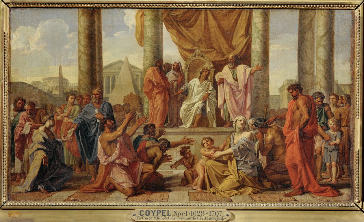 Ptolemeusz Filadelfos przyznaje wolność Żydom ... autorstwa Noël Coypel